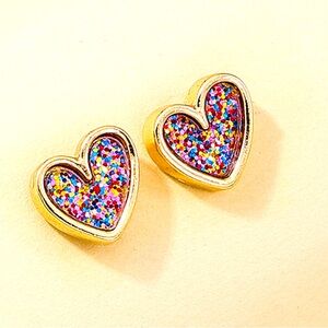 NWT Glitter Heart Earrings